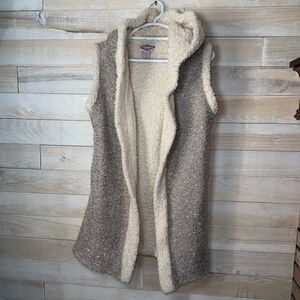 Oliver Sherpa Lined Hooded Sequin Sparkle Vest Size M
